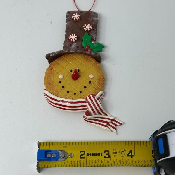 Snowman Ornament Faux Cookie Chocolate Peppermint Top Hat Holiday Kitchen Decor - Picture 8 of 16